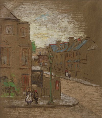 Children Waiting on the Corner of a Street, c.1900 by Horace Mann Livens